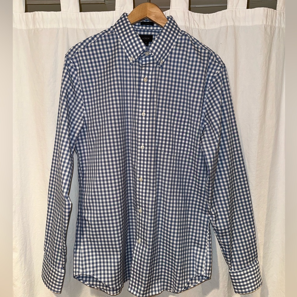 NWOT: J Crew Slim Fit Blue & White Gingham Button Up Shirt Size M